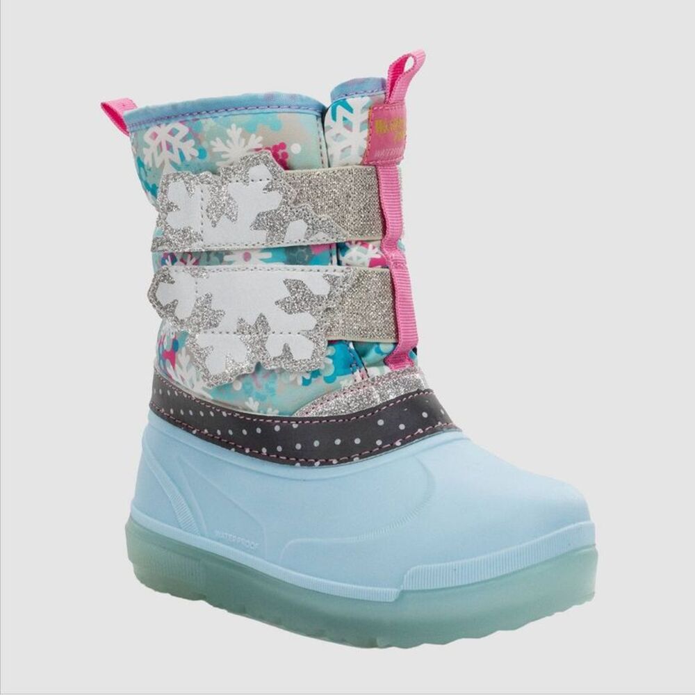 Toddler Girls' Denali Lighted Faux Fur Snowflake Winter Boots - Blue 6T